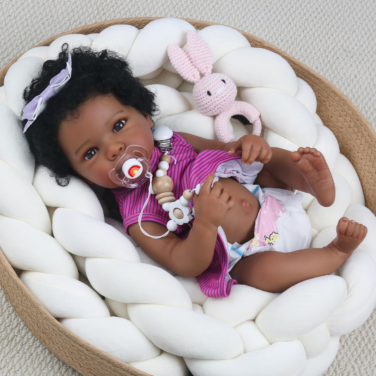 20 Inch Black Realistic Reborn Baby Dolls Full Body Vinyl Girl G115617