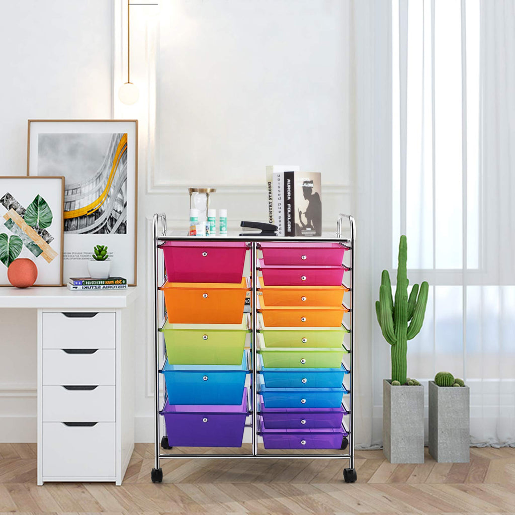 15 Drawer Rolling Storage Cart with Removable Drawers L19534