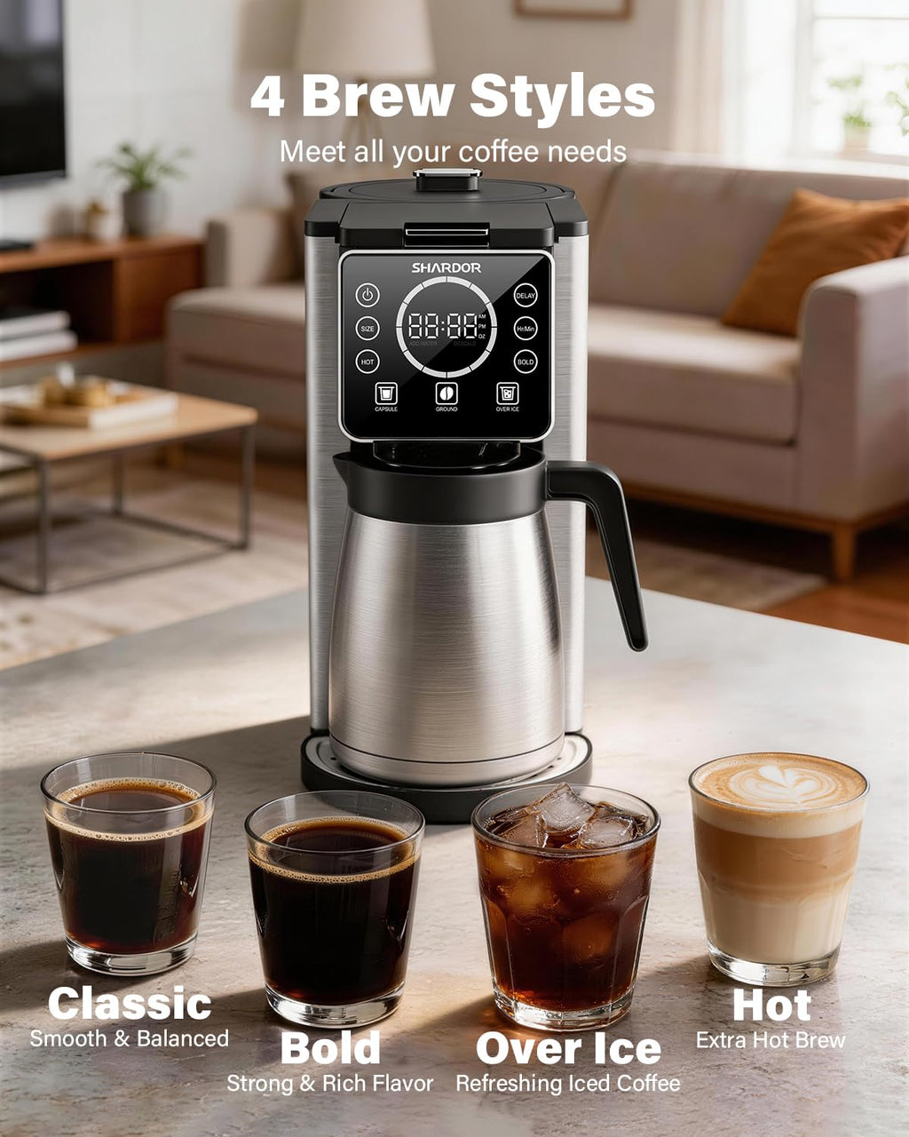 Single Serve & Carafe Coffee Maker, 6-24oz, Thermal Carafe O65982