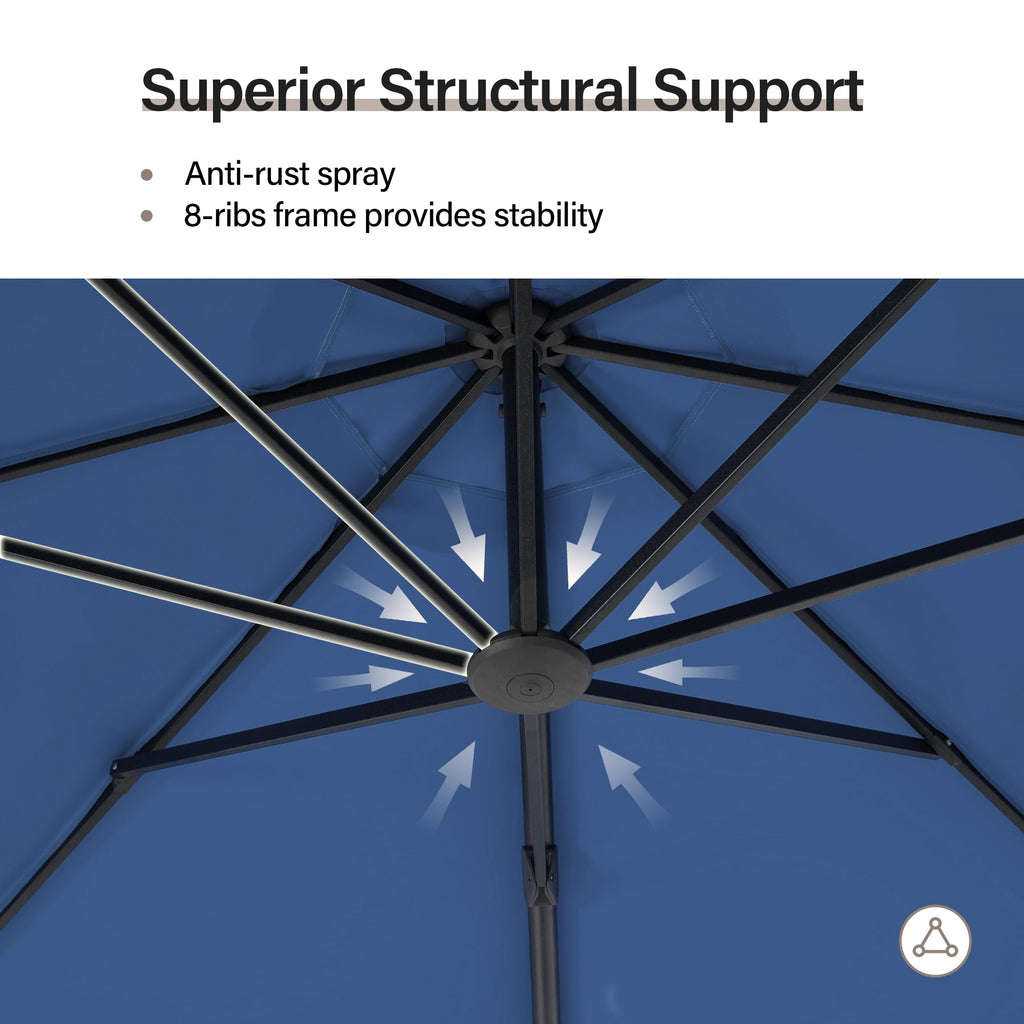 11 FT Navy Blue Cantilever Patio Umbrella with Base I74572