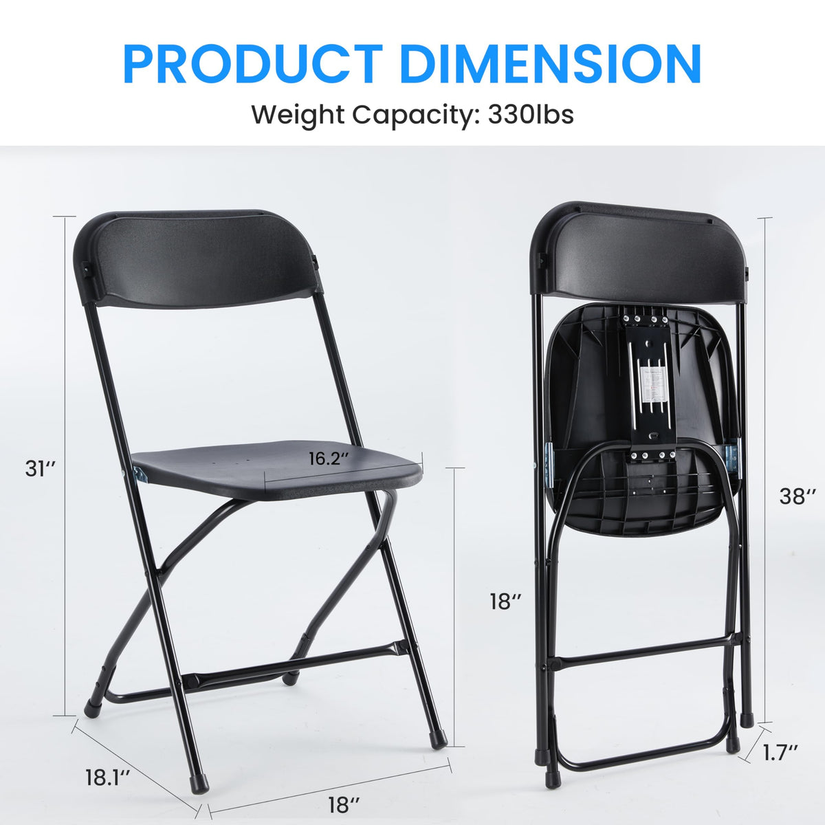 10 Pack Black Plastic Folding Chairs T295640