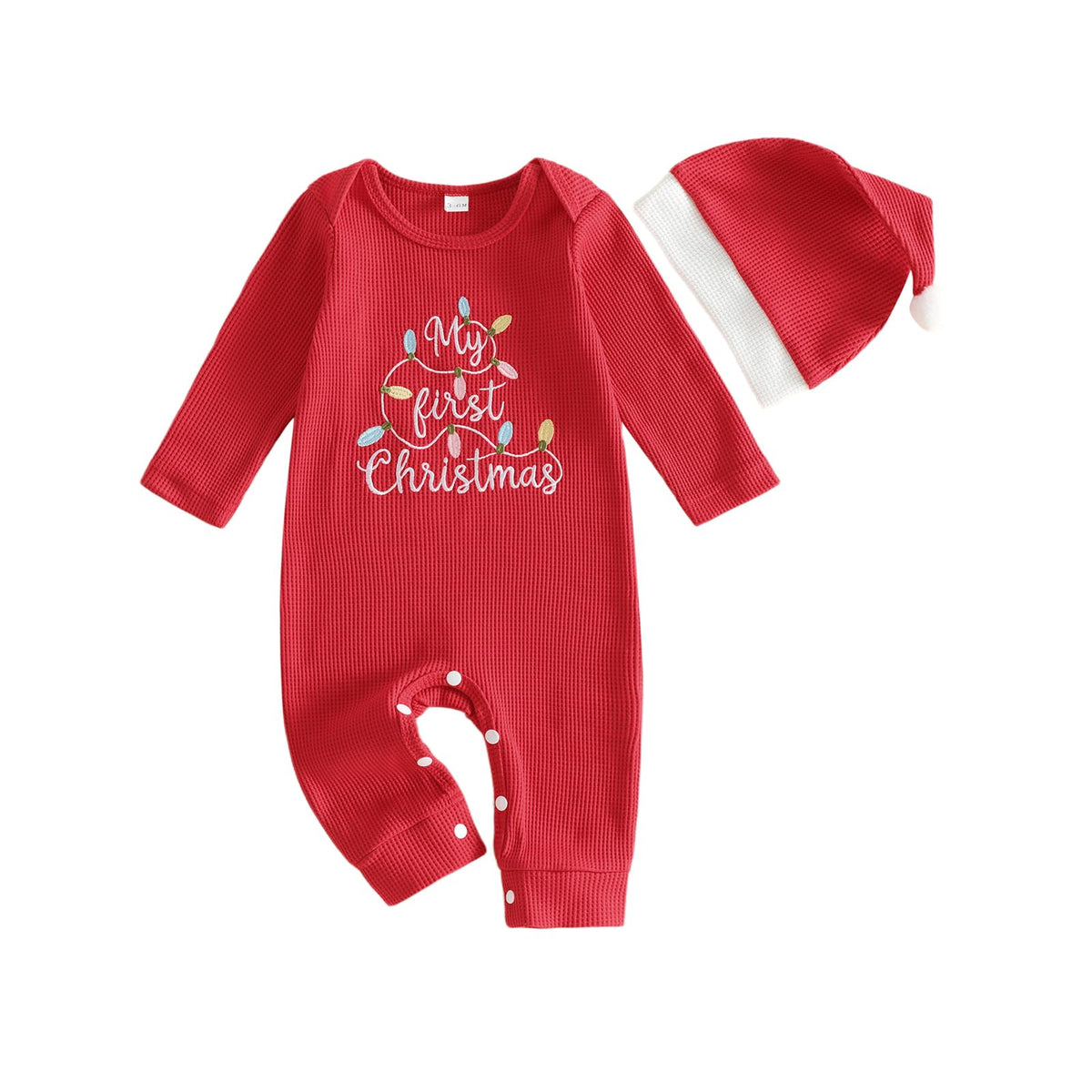 Baby Christmas Lights Romper + Santa Hat F968