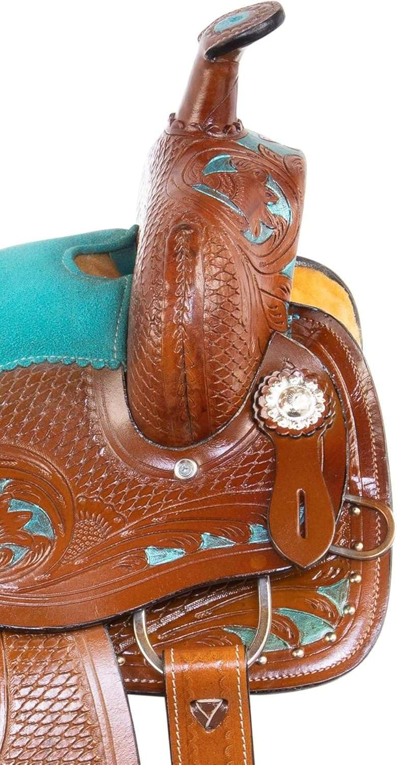 Leather Barrel Saddle with Headstall, Reins and Breast Collar X630118