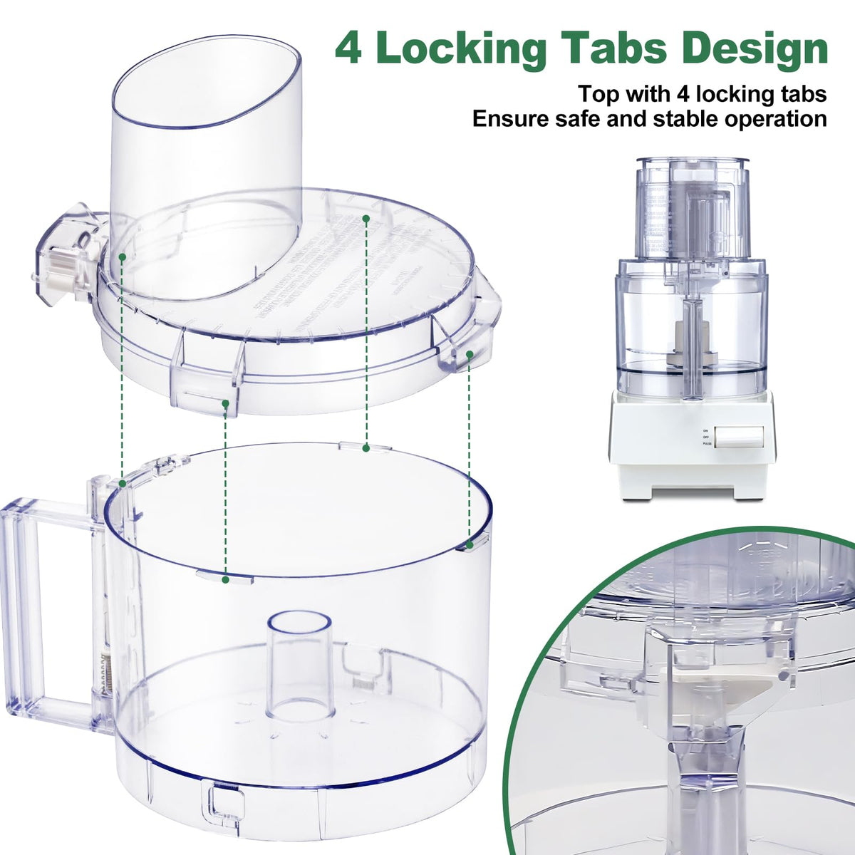 7-cup Food Processor Work Bowl with 4 Locking Tabs L28605