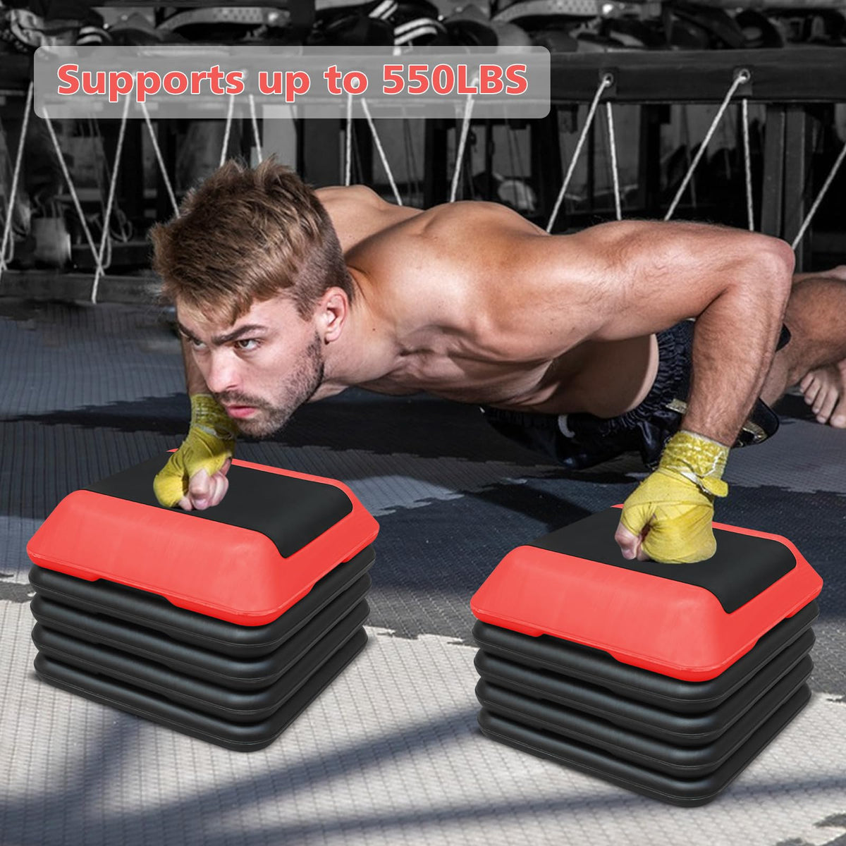 16"x16" Adjustable Exercise Aerobic Step Platform with 4 Risers W955