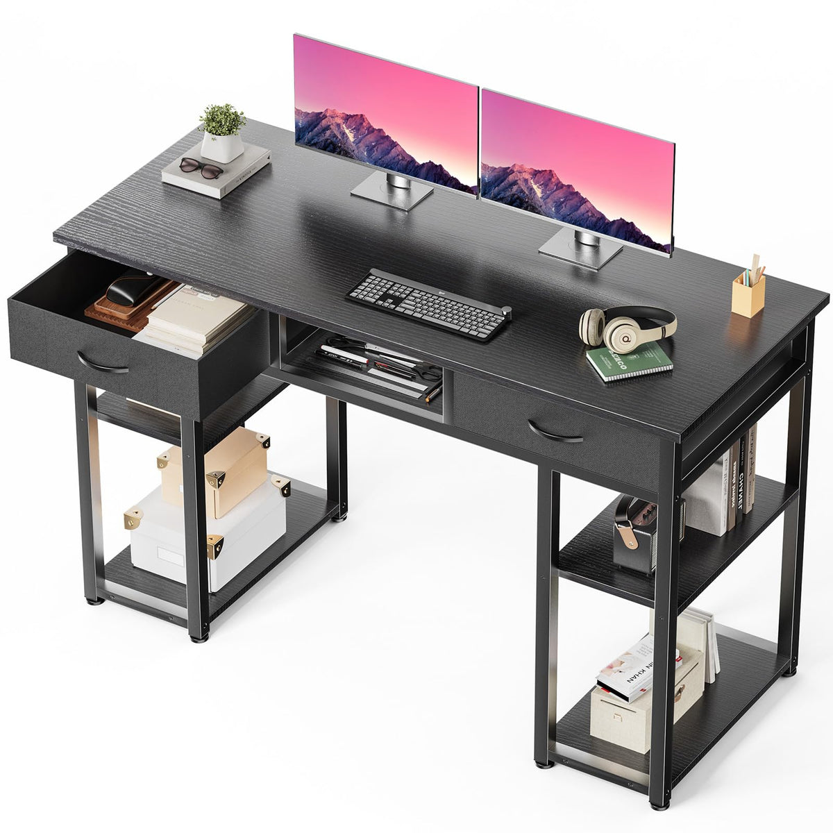 48-Inch Computer Desk with Drawers and Hook D88722