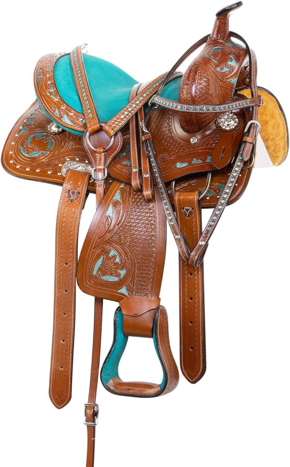 Leather Barrel Saddle with Headstall, Reins and Breast Collar X630118