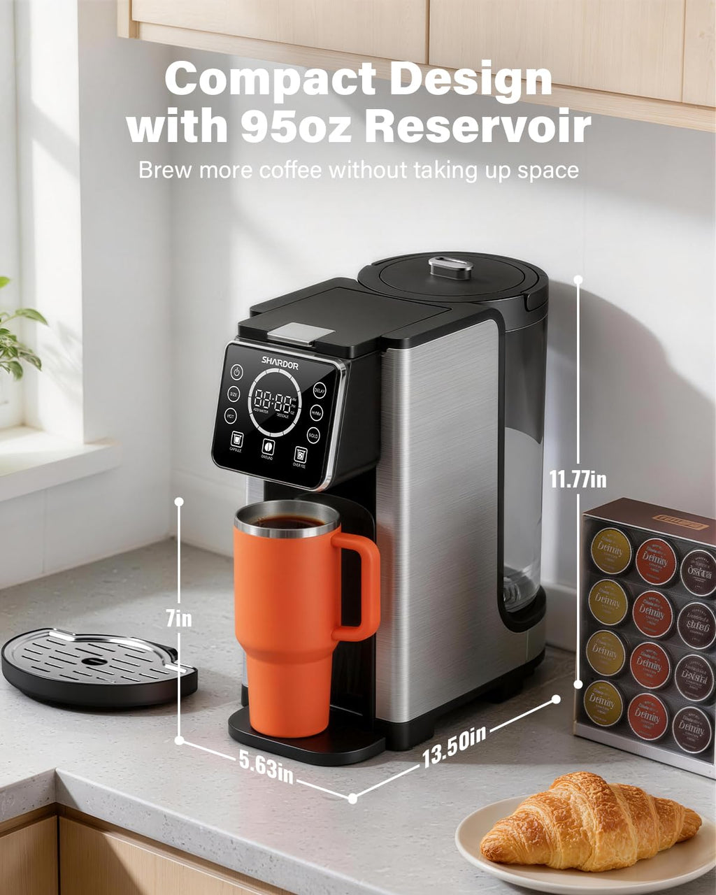 Single Serve & Carafe Coffee Maker, 6-24oz, Thermal Carafe O65982