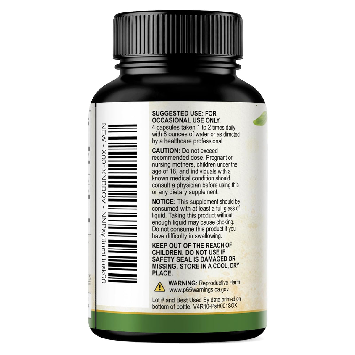 Psyllium Husk Powder 2000mg Fiber Supplement 60 Capsules D9071