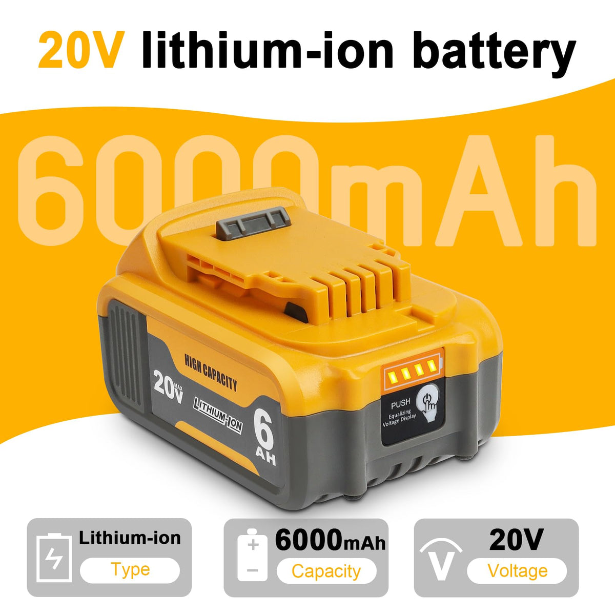 2 Pack 20V 6Ah Replacement Battery K974