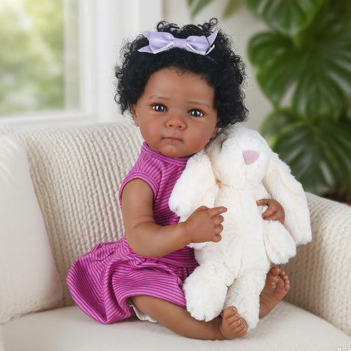 20 Inch Black Realistic Reborn Baby Dolls Full Body Vinyl Girl G115617