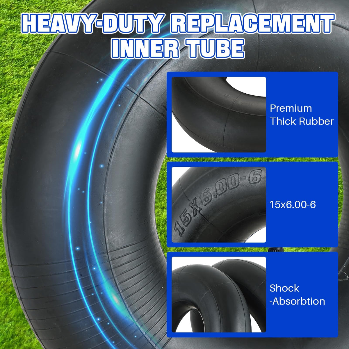 2 Pack 15x6.00-6" Inner Tubes with TR-13 Straight Valve Stem O326