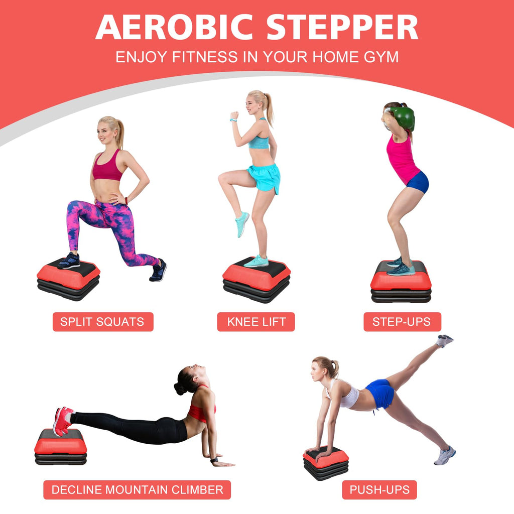 16"x16" Adjustable Exercise Aerobic Step Platform with 4 Risers W955
