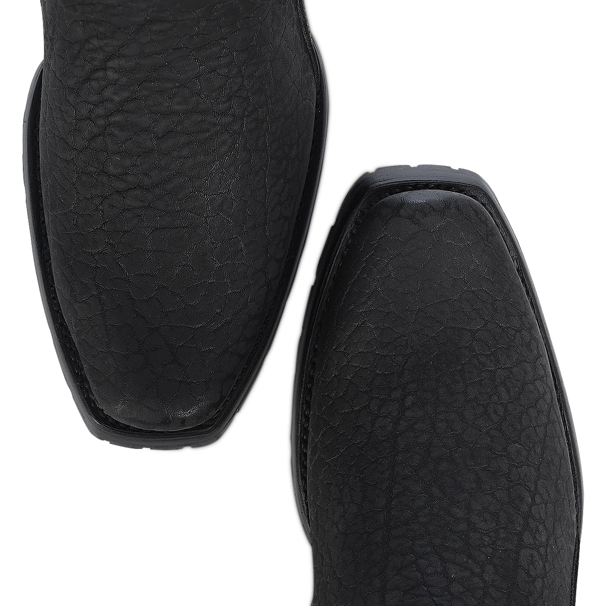 Dark gray Leather Side Zipper Western Boots U949392