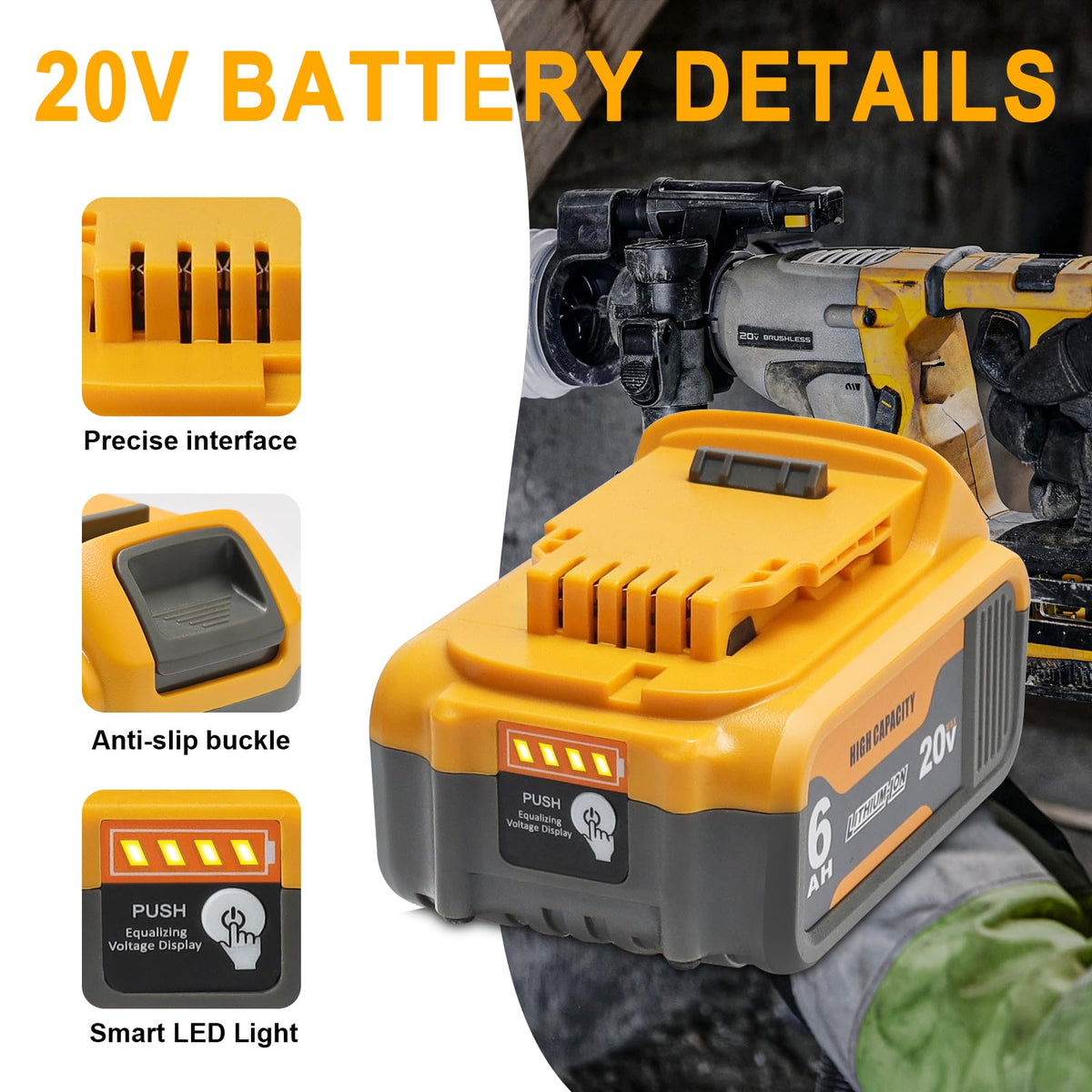 2 Pack 20V 6Ah Replacement Battery K974