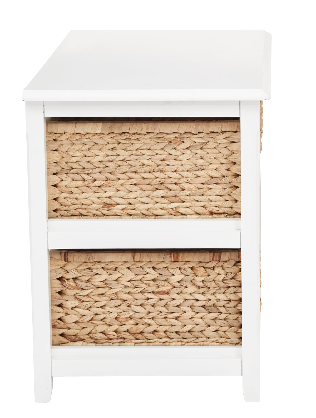 White 2-Tier 4-Drawer Storage Tower with Wood Frame and Baskets E8901