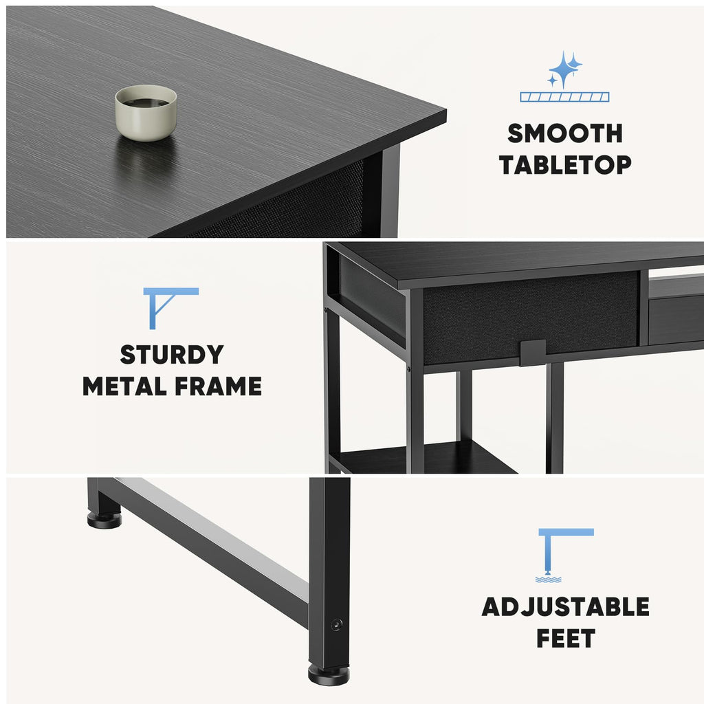 48-Inch Computer Desk with Drawers and Hook D88722