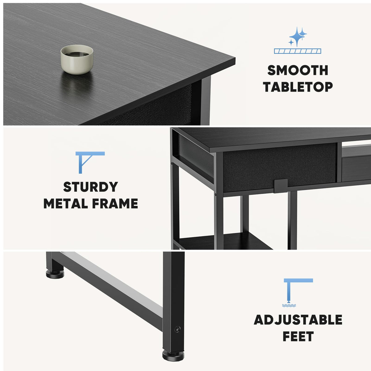 48-Inch Computer Desk with Drawers and Hook D88722