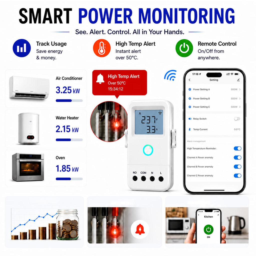 WiFi Home Energy Monitor with 3 80A CT Clamps A769