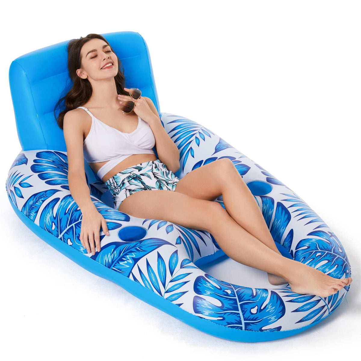 Inflatable Pool Float Lounger with Cup Holders D682