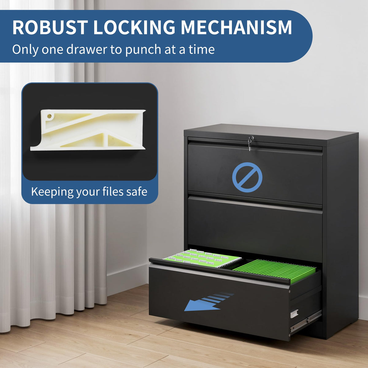 3 Drawer Metal File Cabinet with Lock O985