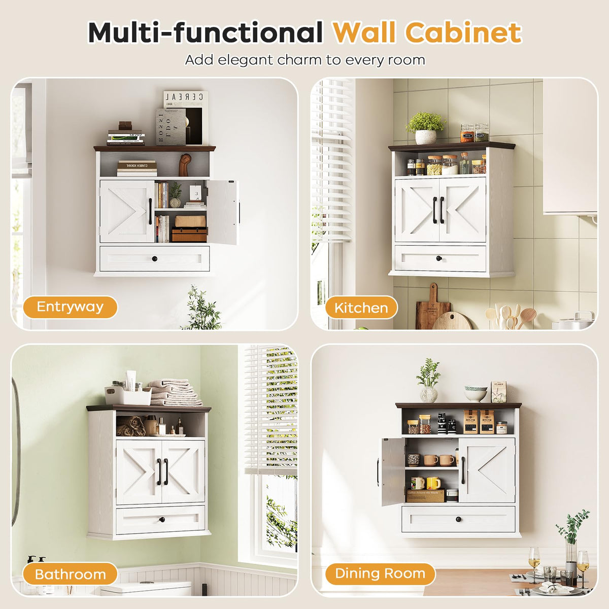 Wall Mounted Bathroom Cabinet 24.4"H x 23.6"W x 9"D W669154