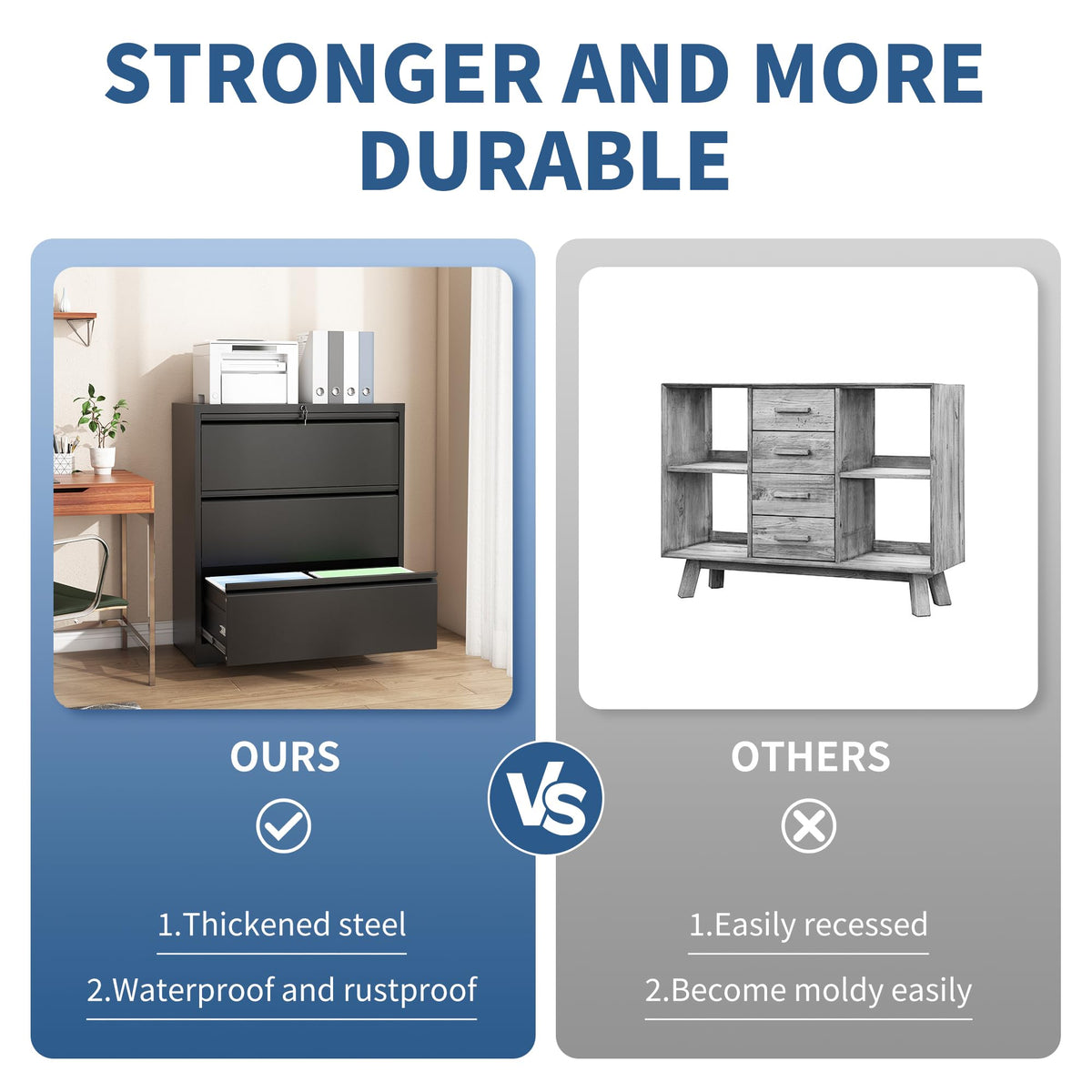 3 Drawer Metal File Cabinet with Lock O985