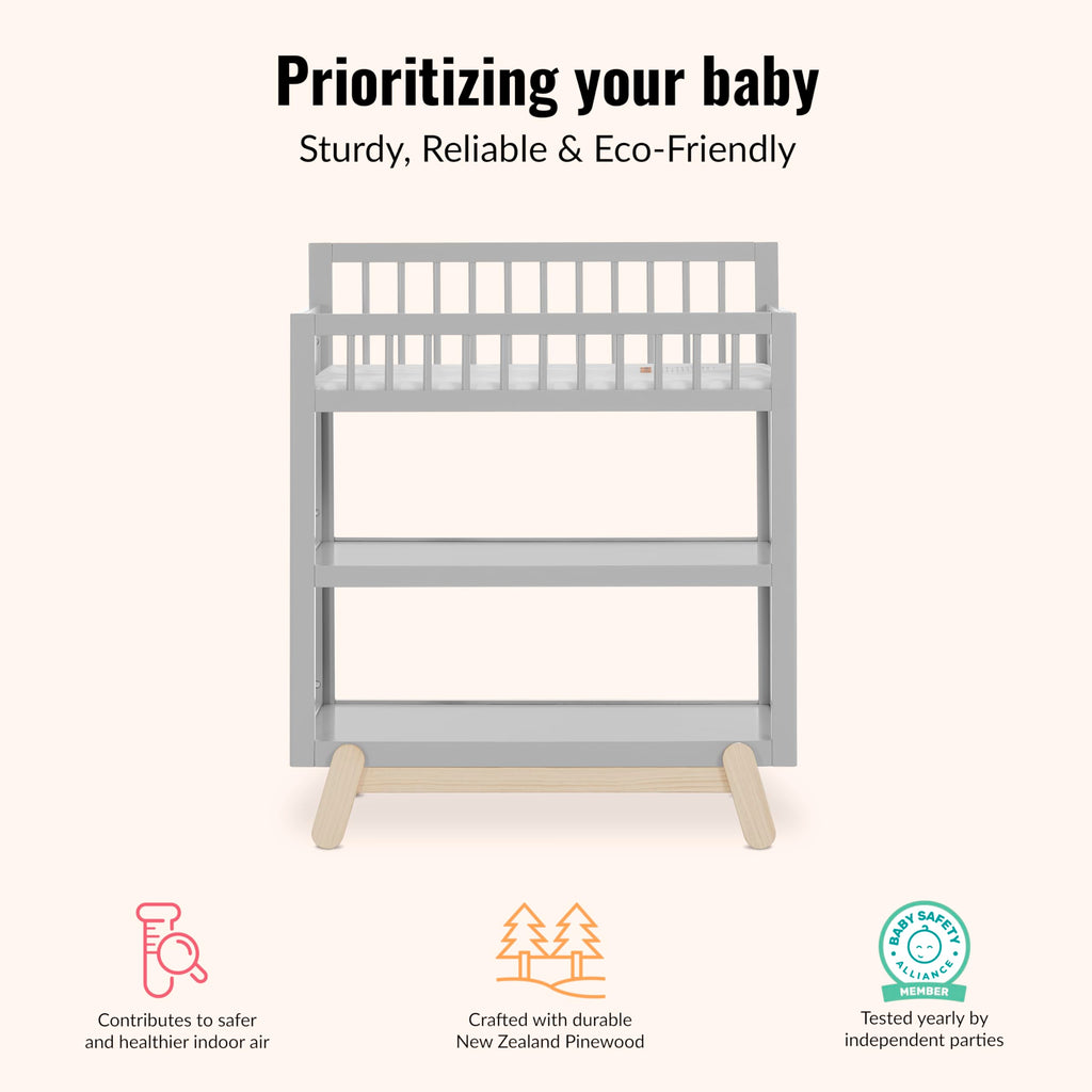 Baby Changing Table with Safety Rails and Storage Shelves D11115