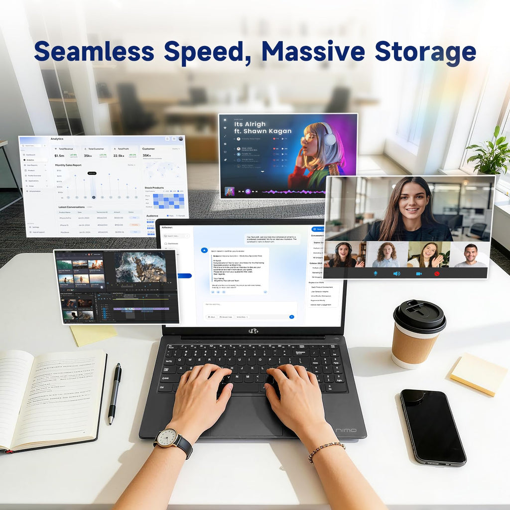 15.6" FHD Laptop, Intel 4 Cores, 8GB RAM, 256GB SSD L46884