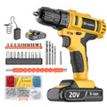 Cordless Drill Driver Kit, 20V Electric Drill with Battery and Charger, 18+3 Torque Setting, 2 Speeds, 3/8" Keyless Chuck Compact Power Drill Set with Drill Bits D354