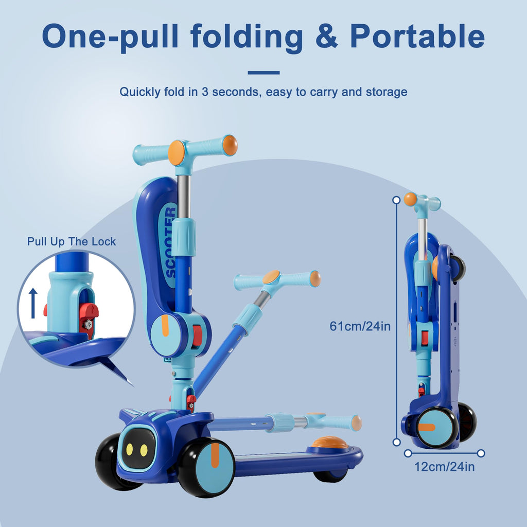 2-in-1 Kids 3 Wheel Kick Scooter with Adjustable Seat G933
