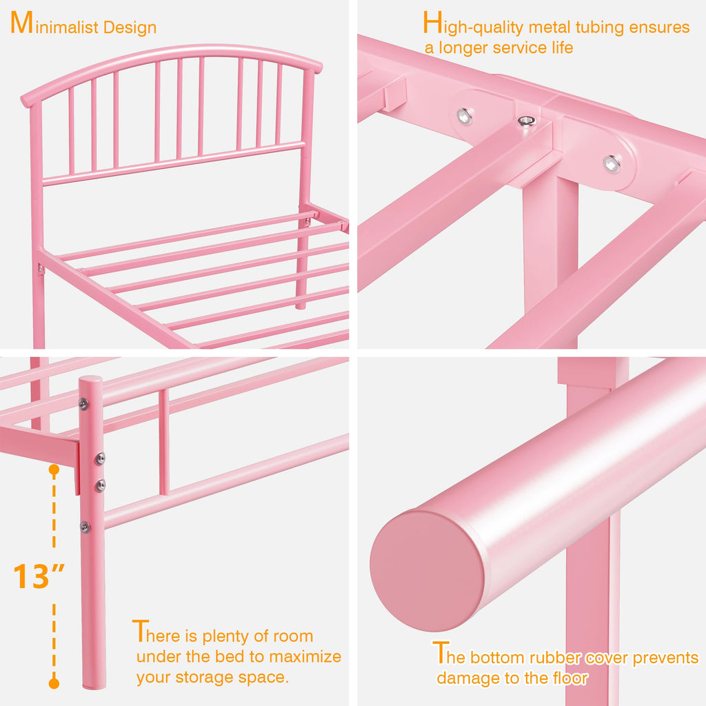 Twin Size Metal Bed Frame with Headboard and Footboard D22348
