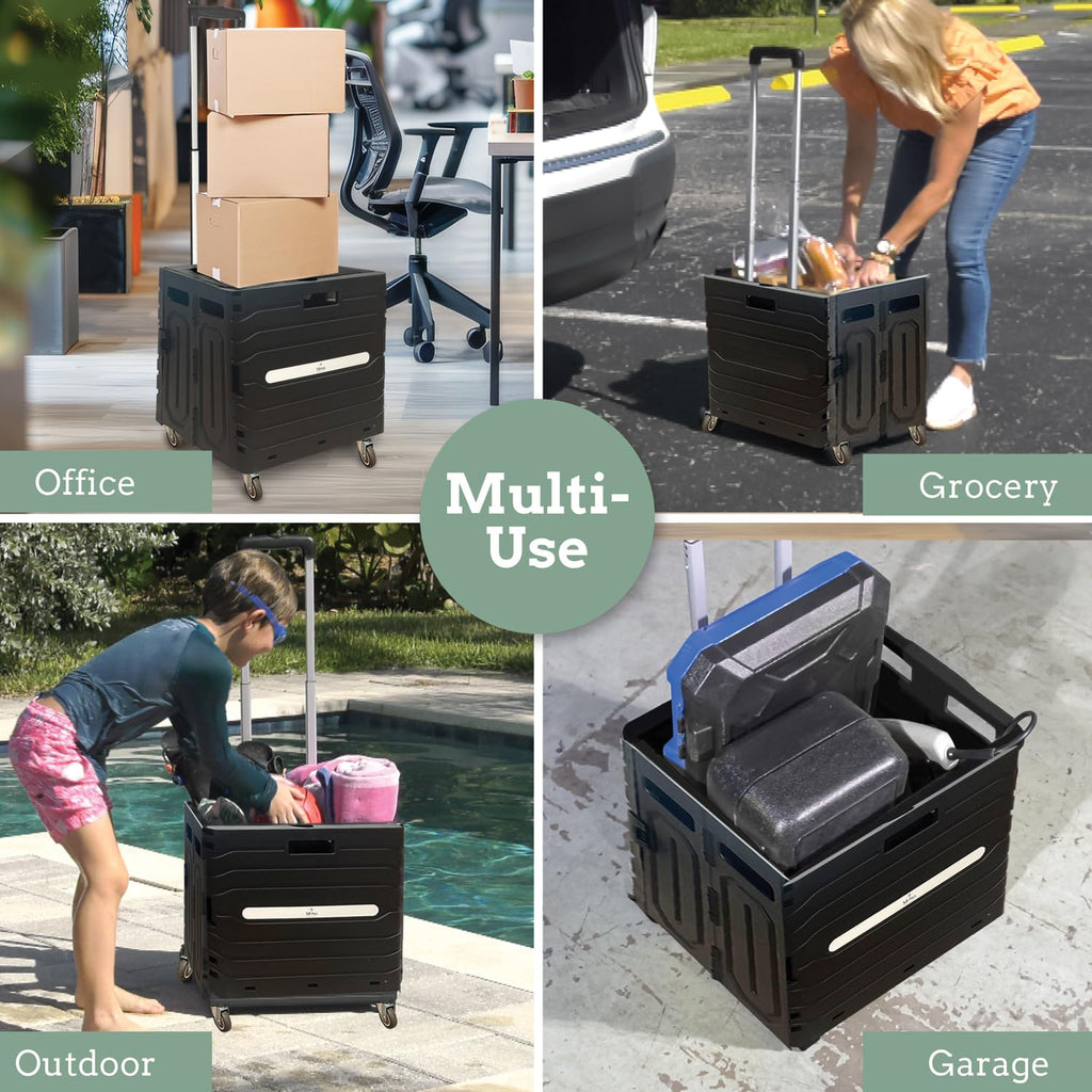 Collapsible Folding Utility Cart with 360° Wheels, Black X516315