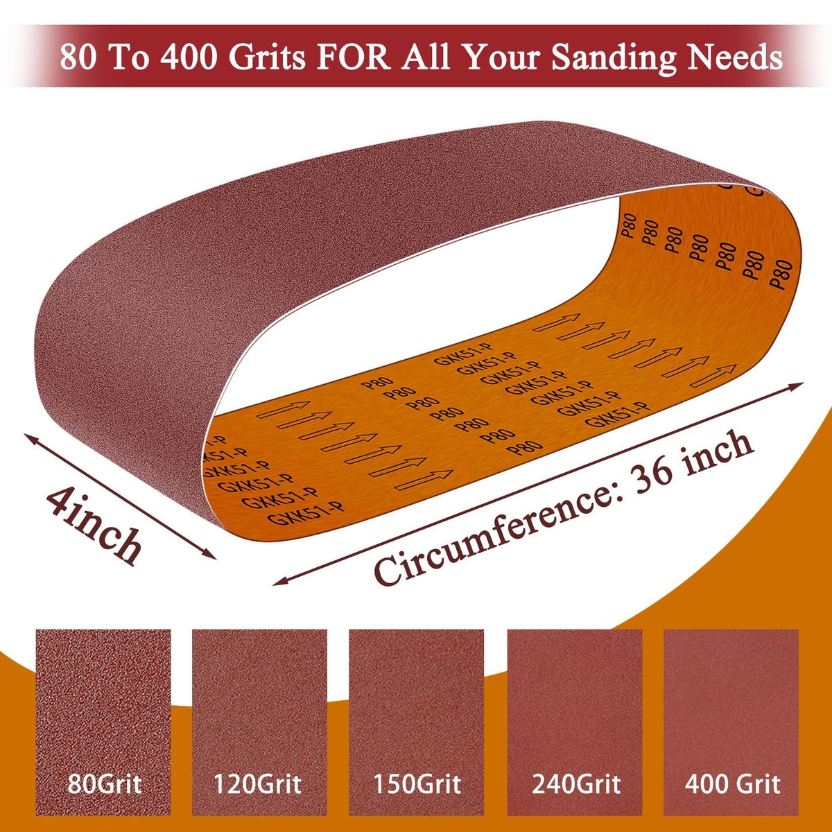 4 x 36 inch 11 Pc Sanding Belts and 6" Self Stick Sanding Disc Set Z4488