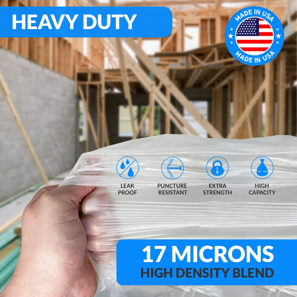 55 Gallon Heavy Duty Clear Trash Bags 100 Count K324053