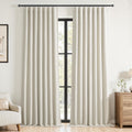 Cream Beige 96 Inch Long Blackout Linen Curtains T36152