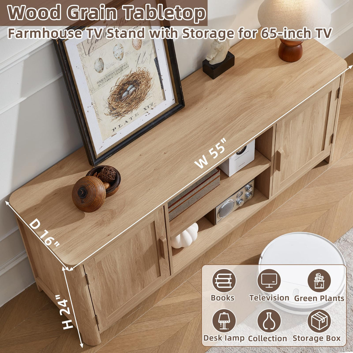 55" Natural Oak Tv Stand F948416