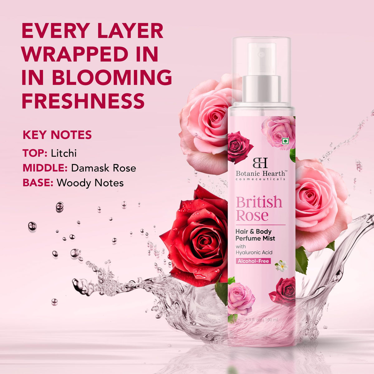 British Rose Body Spray & Hair Perfume 3.4oz Q7539