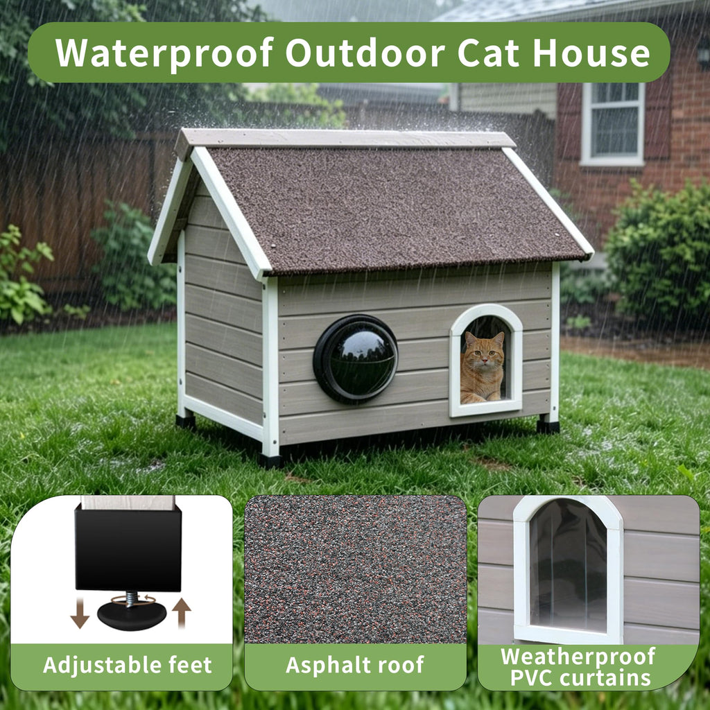 Wooden Elevated Outdoor Cat House T878