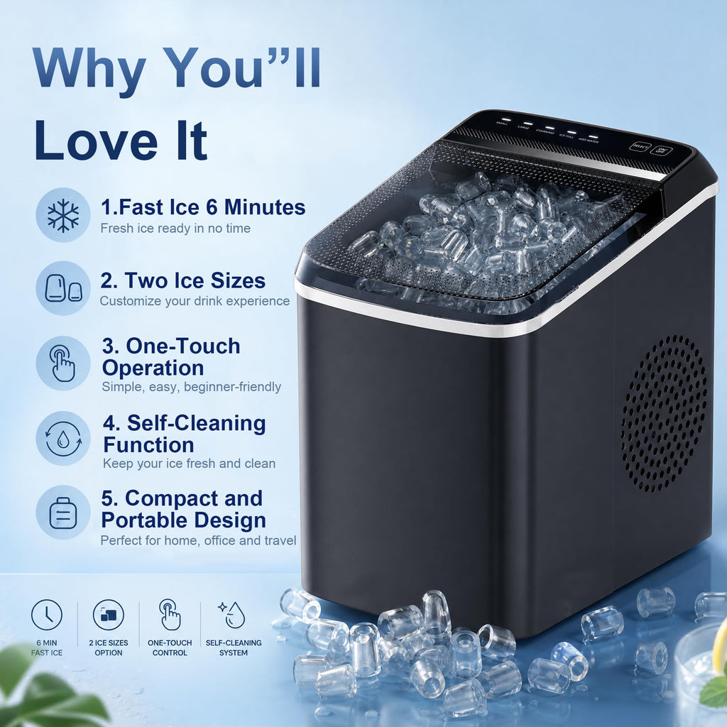 Countertop Ice Maker with Basket & Scoop Q21740