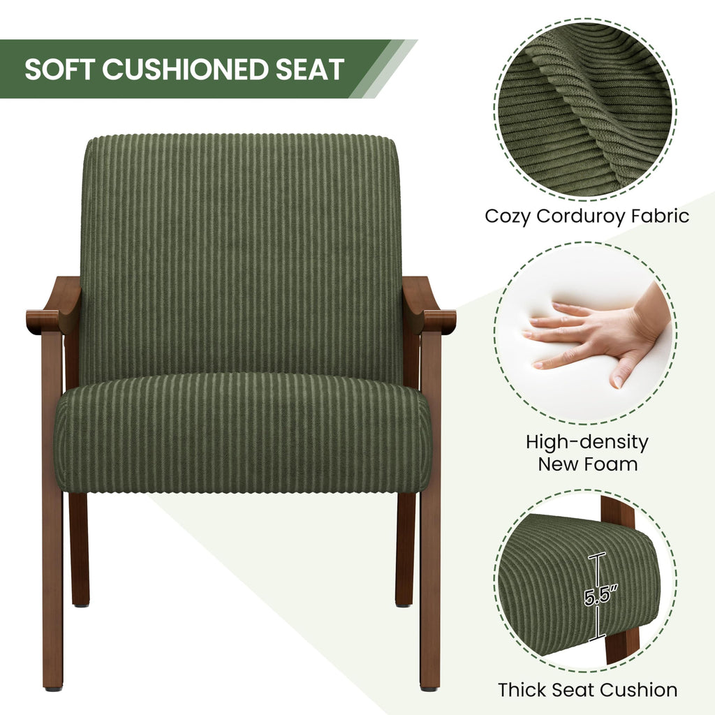 Dark Green Corduroy Accent Chairs Set of 2 O4762