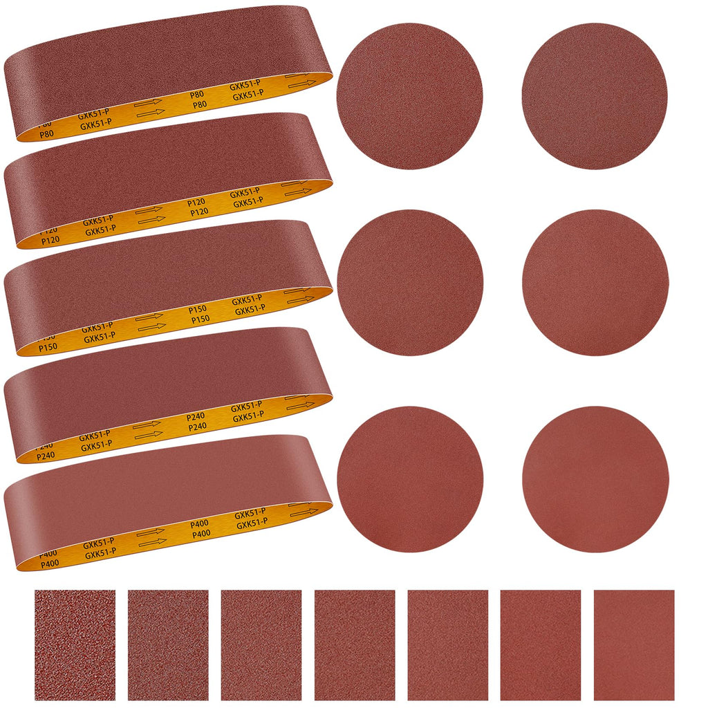 4 x 36 inch 11 Pc Sanding Belts and 6" Self Stick Sanding Disc Set Z4488