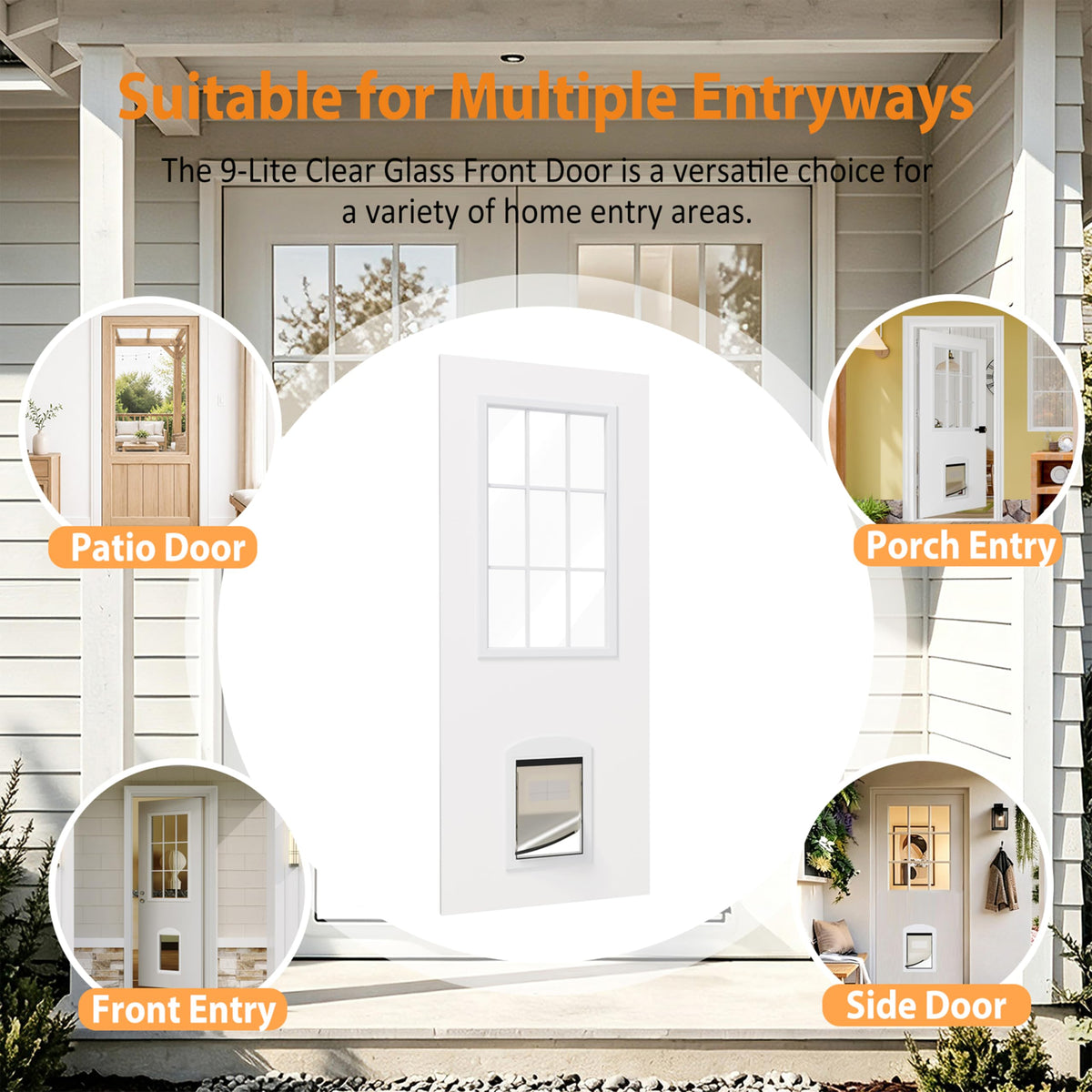 36"x 80" 9-Lite Clear Glass Exterior Door H61732