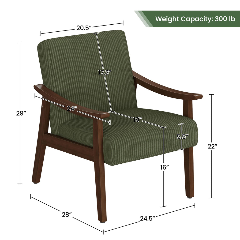 Dark Green Corduroy Accent Chairs Set of 2 O4762