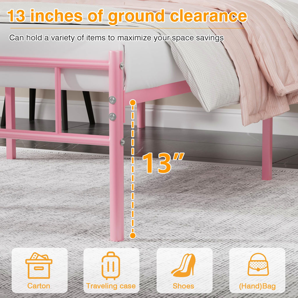 Twin Size Metal Bed Frame with Headboard and Footboard D22348