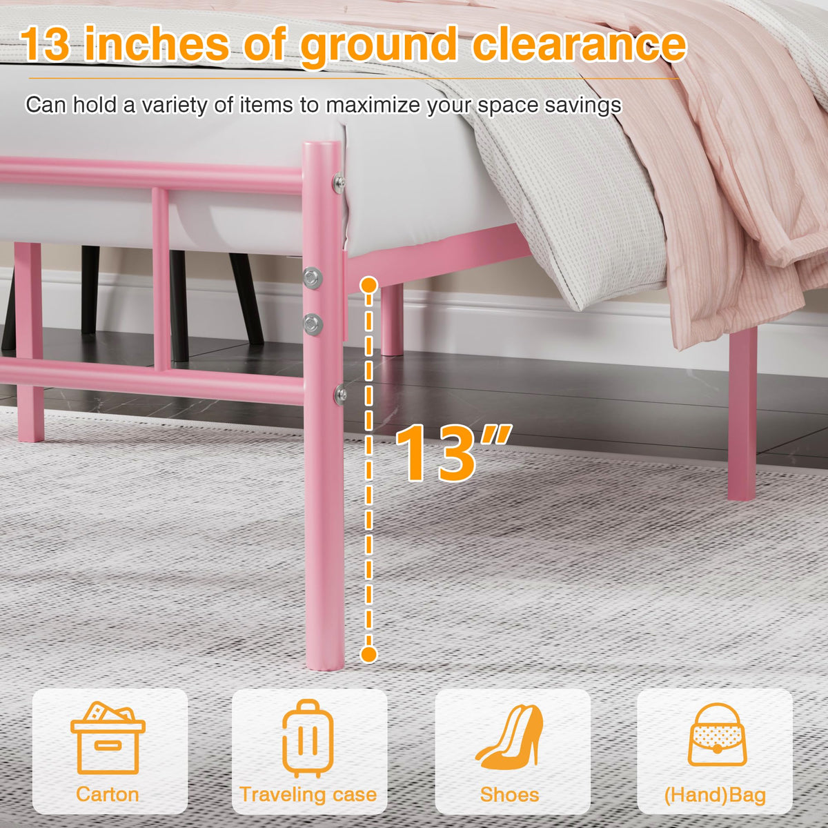 Twin Size Metal Bed Frame with Headboard and Footboard D22348