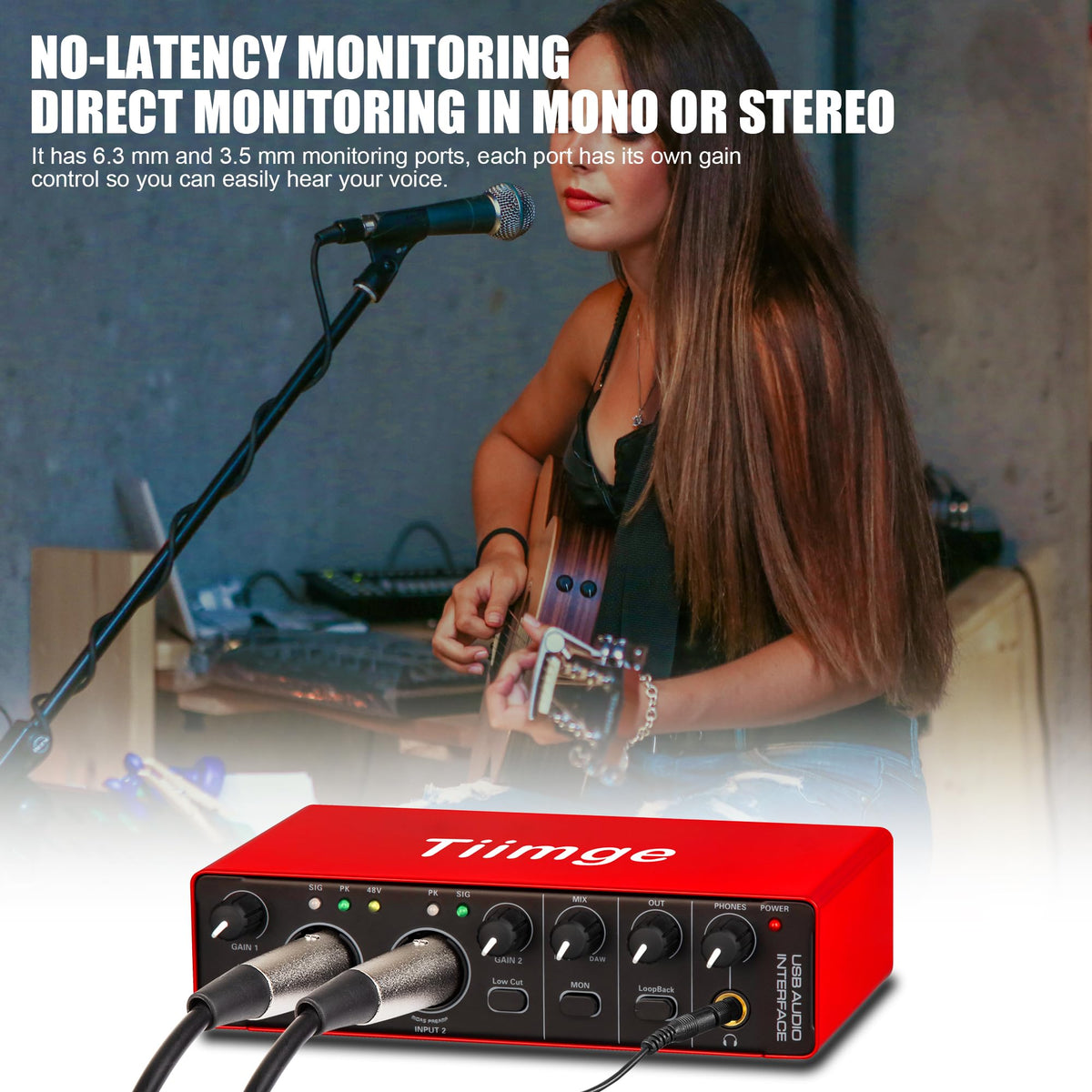 USB Audio Interface with 48V Phantom Power, 24Bit/192kHz, XLR/TRS Inputs V827