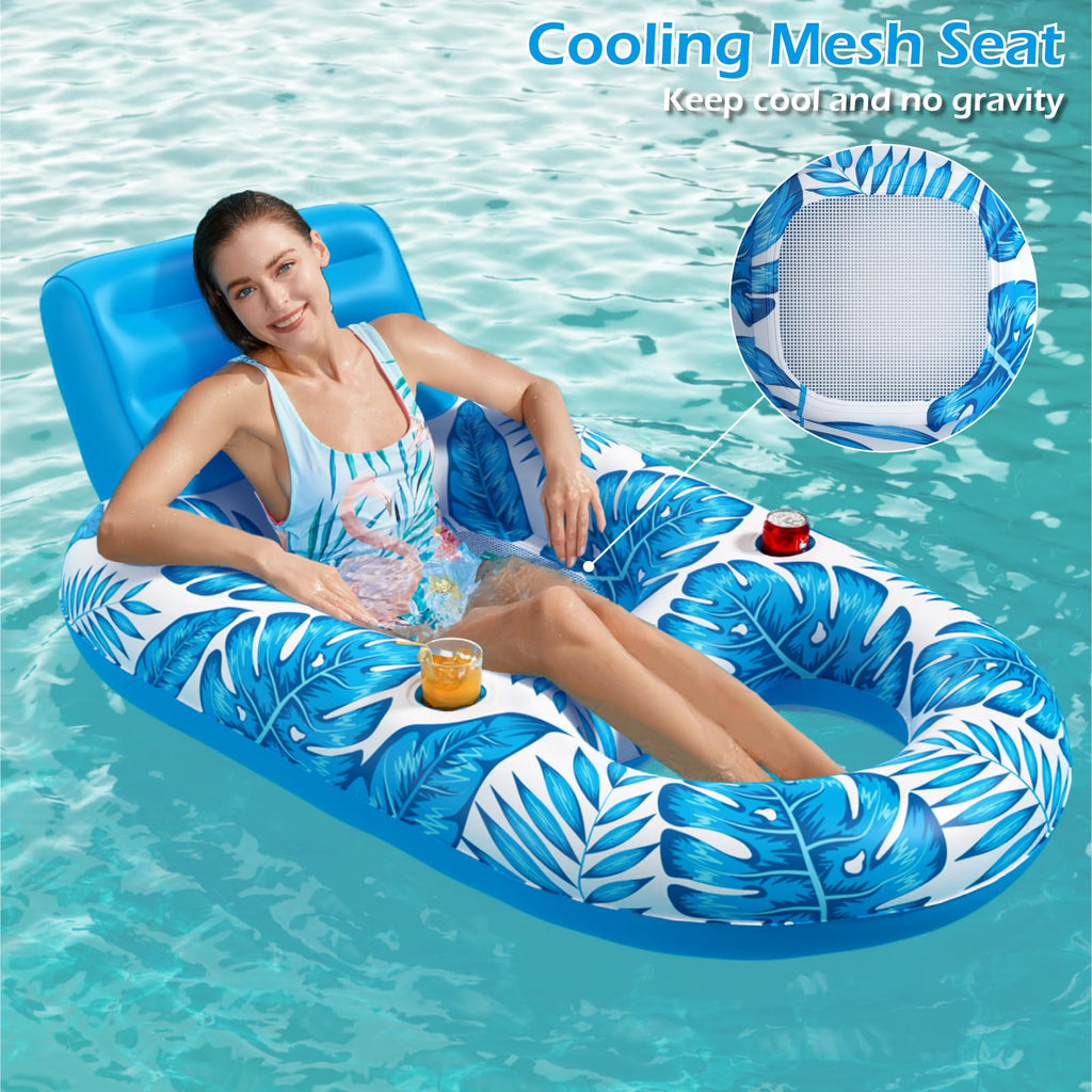 Inflatable Pool Float Lounger with Cup Holders D682