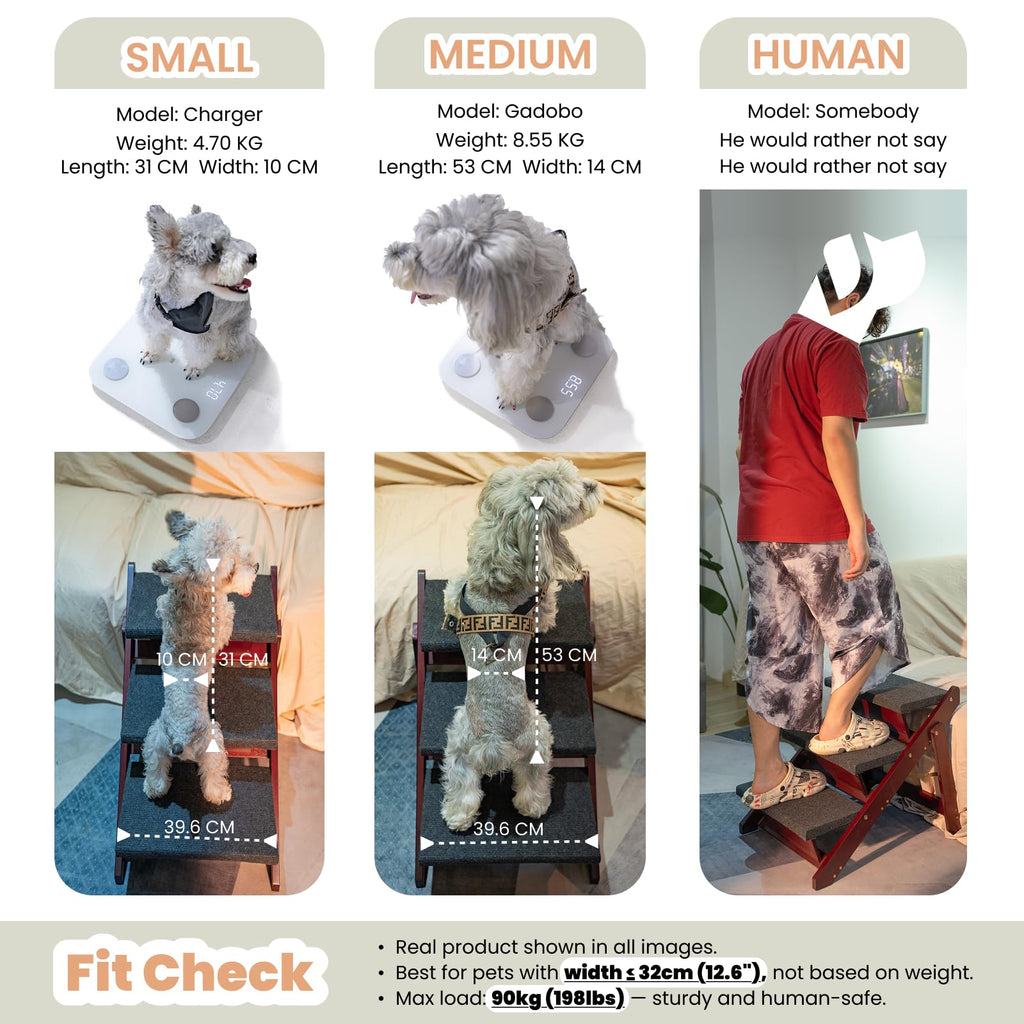 Wooden 4 Step Foldable Pet Stairs W269
