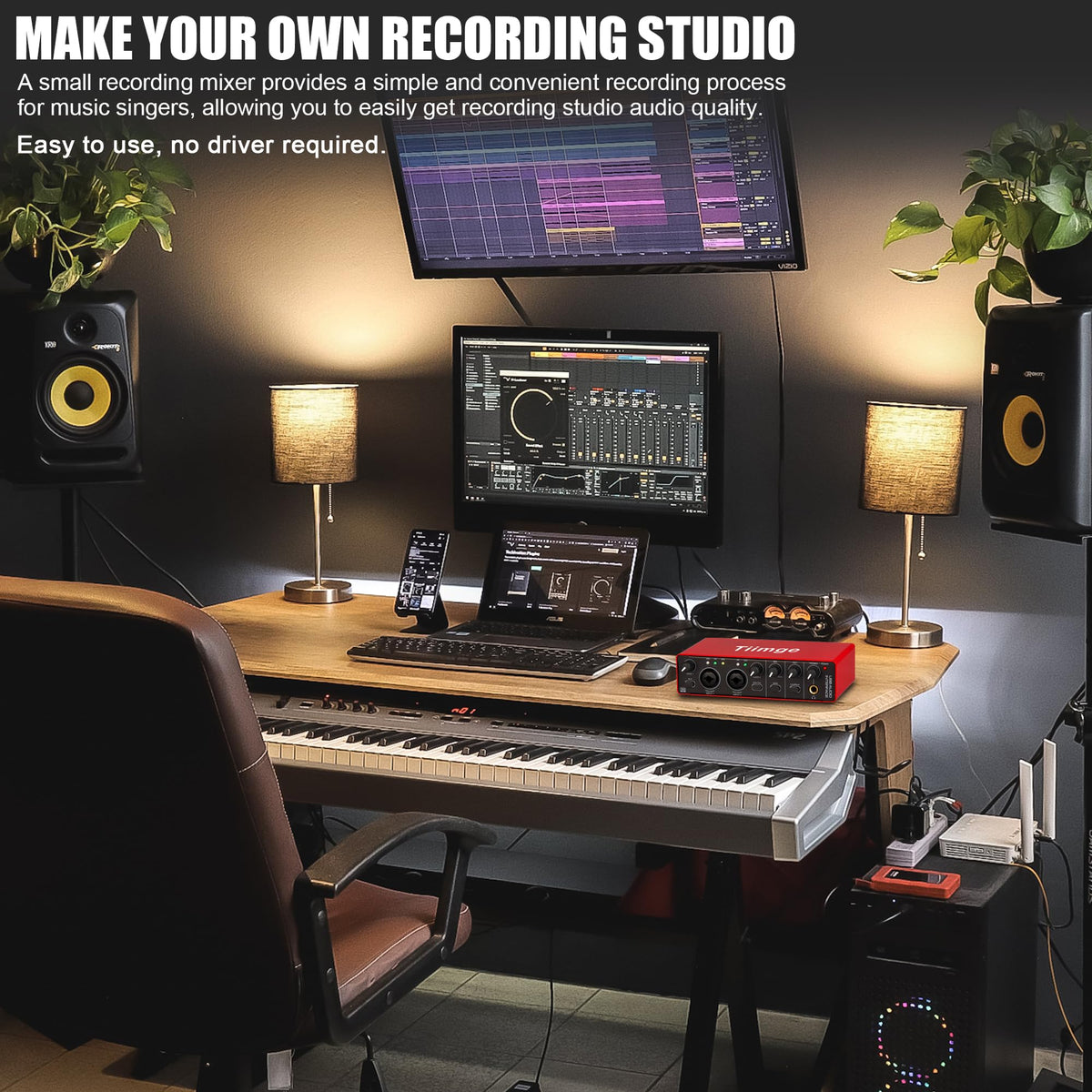 USB Audio Interface with 48V Phantom Power, 24Bit/192kHz, XLR/TRS Inputs V827
